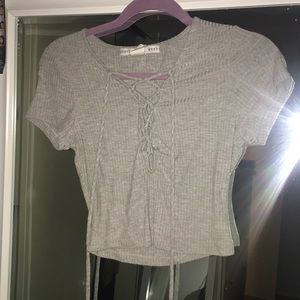 Cris cross grey cropped top